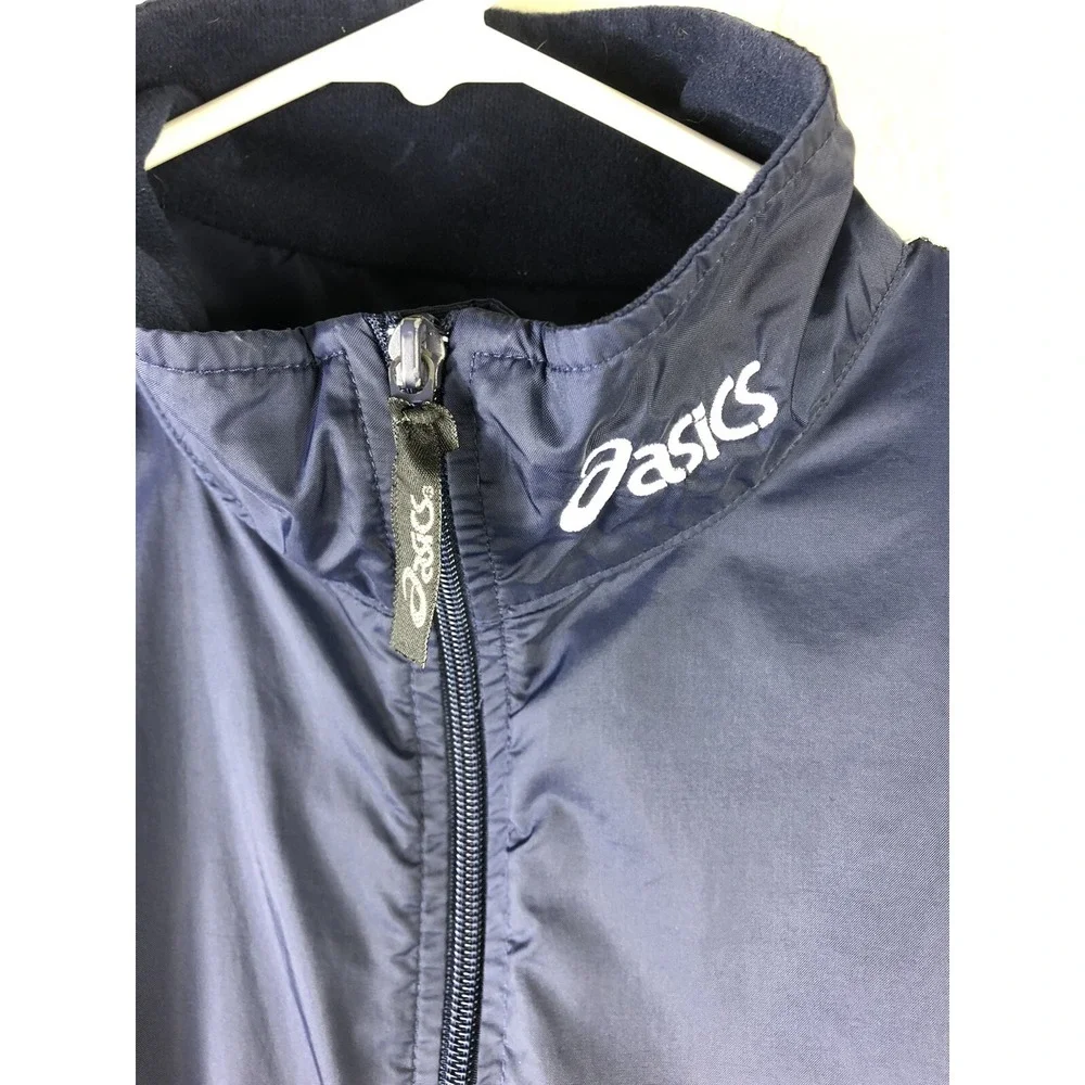 ASICS Mens Small Windbreaker Blue Reflective Sleeve‎